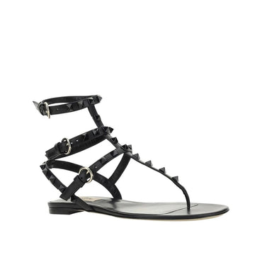 Valentino Garavani Black Calfskin Strap-On Sandals