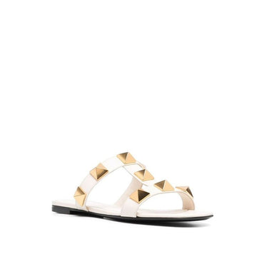 Valentino Garavani White Calfskin Flat Sandals