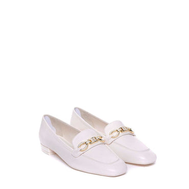 Stuart Weitzman White Calfskin Slip-On Loafers