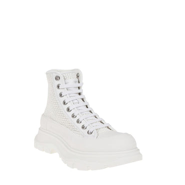 Alexander McQueen White Raffia High Top Sneakers
