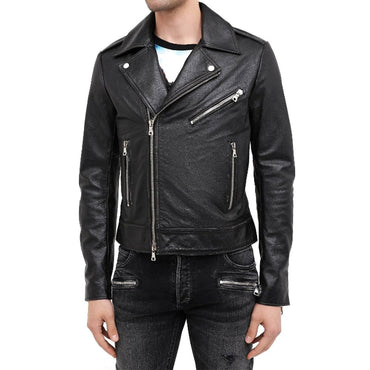 Balmain Black Leather Biker Jacket