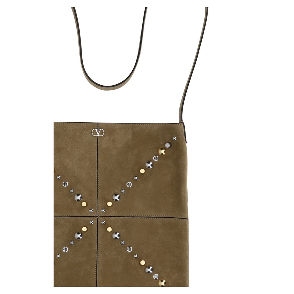 Valentino Garavani Beige Suede Leather Shoulder Bag