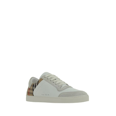Burberry White Calf Leather Bos Taurus Low Top Sneakers