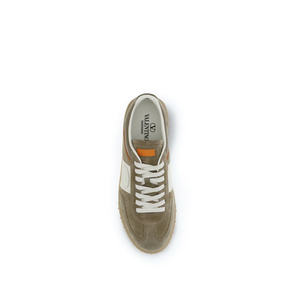 Valentino Garavani Beige Calf Leather Bos Taurus Low Top Sneakers