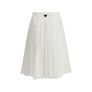 Prada White Cotton Long Skirt