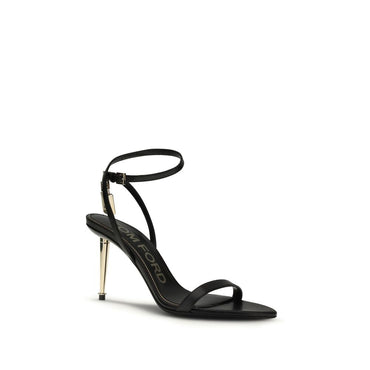 Tom Ford Black Goatskin Stiletto Heel Sandals
