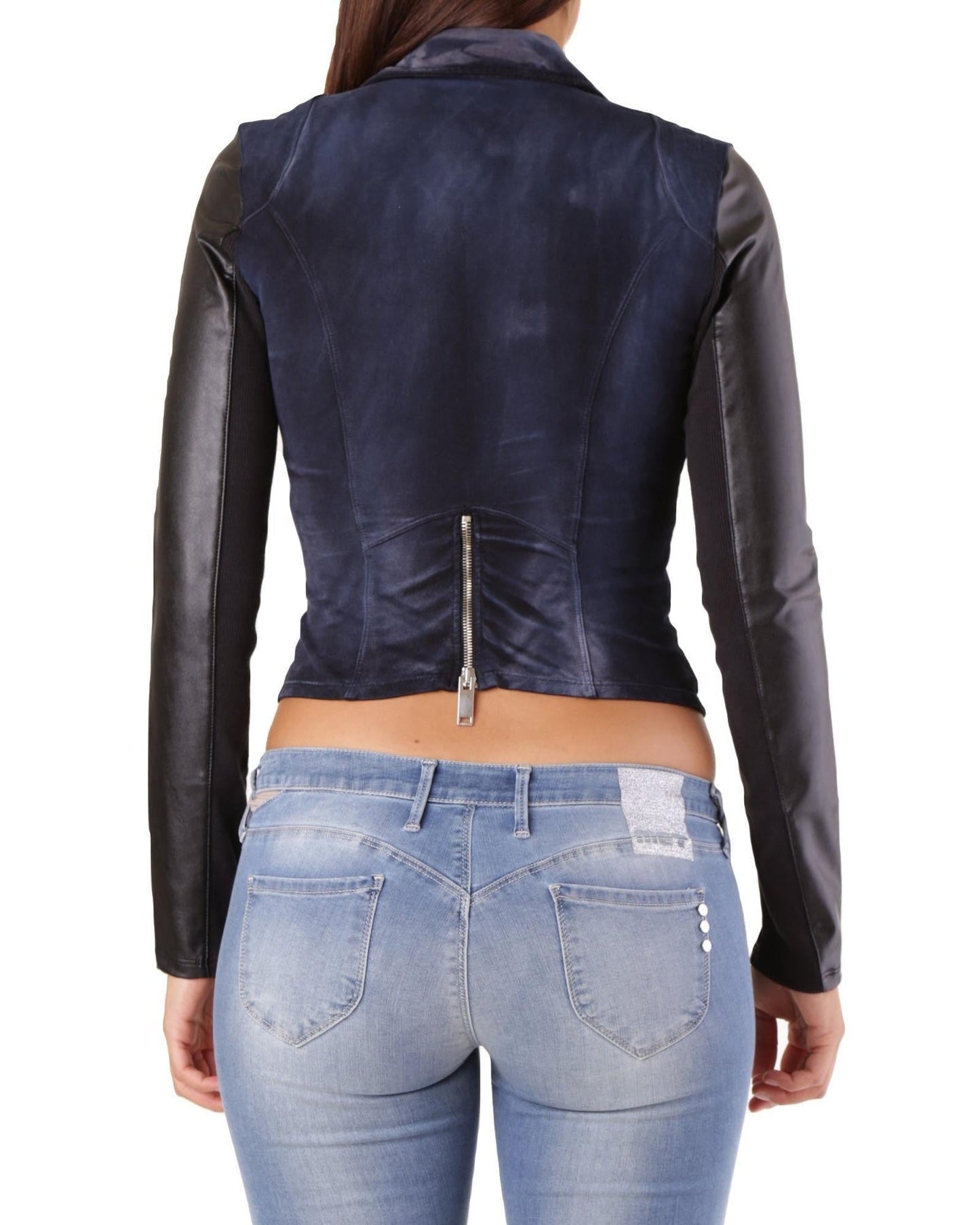 Met Blue Cotton Biker Jacket