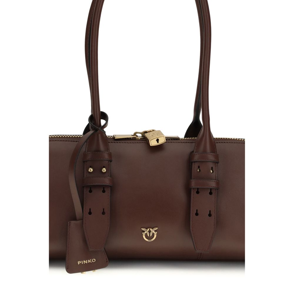 PINKO Brown Calf Leather Bos Taurus Shoulder Bag