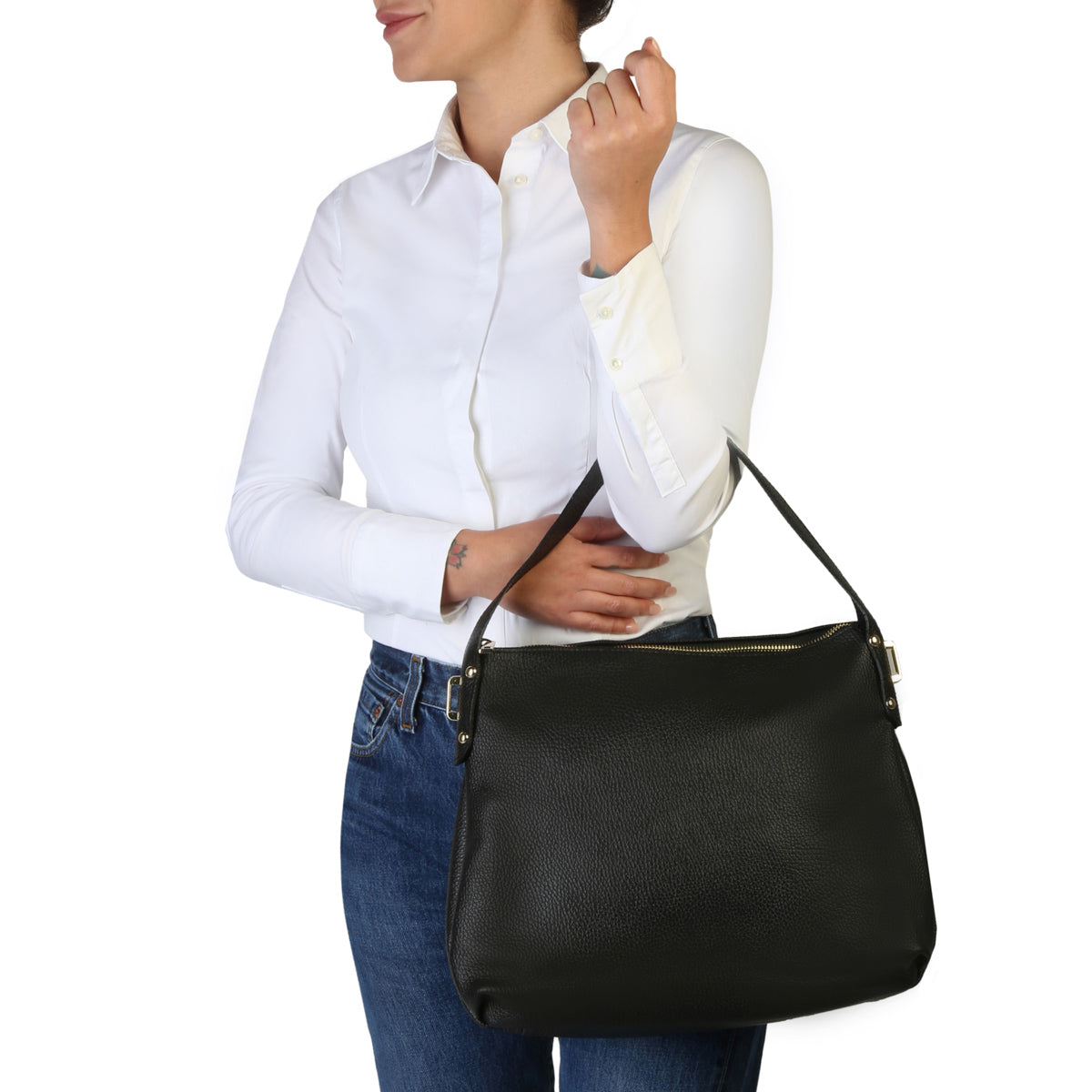 Made in Italy White Leather Shoulder Bag