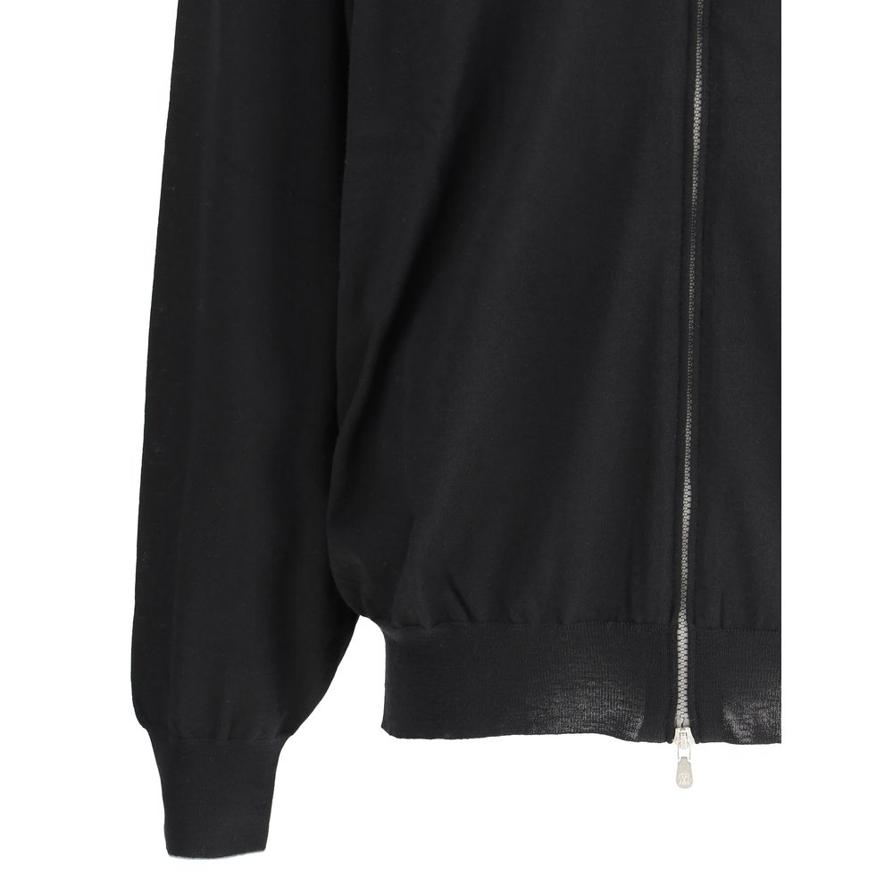 Brunello Cucinelli Black Fleece Wool Cardigan