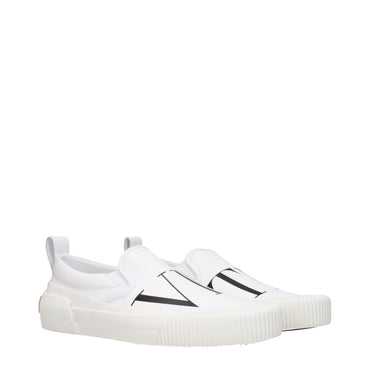 Valentino Garavani White Fabric Slip-On Loafers