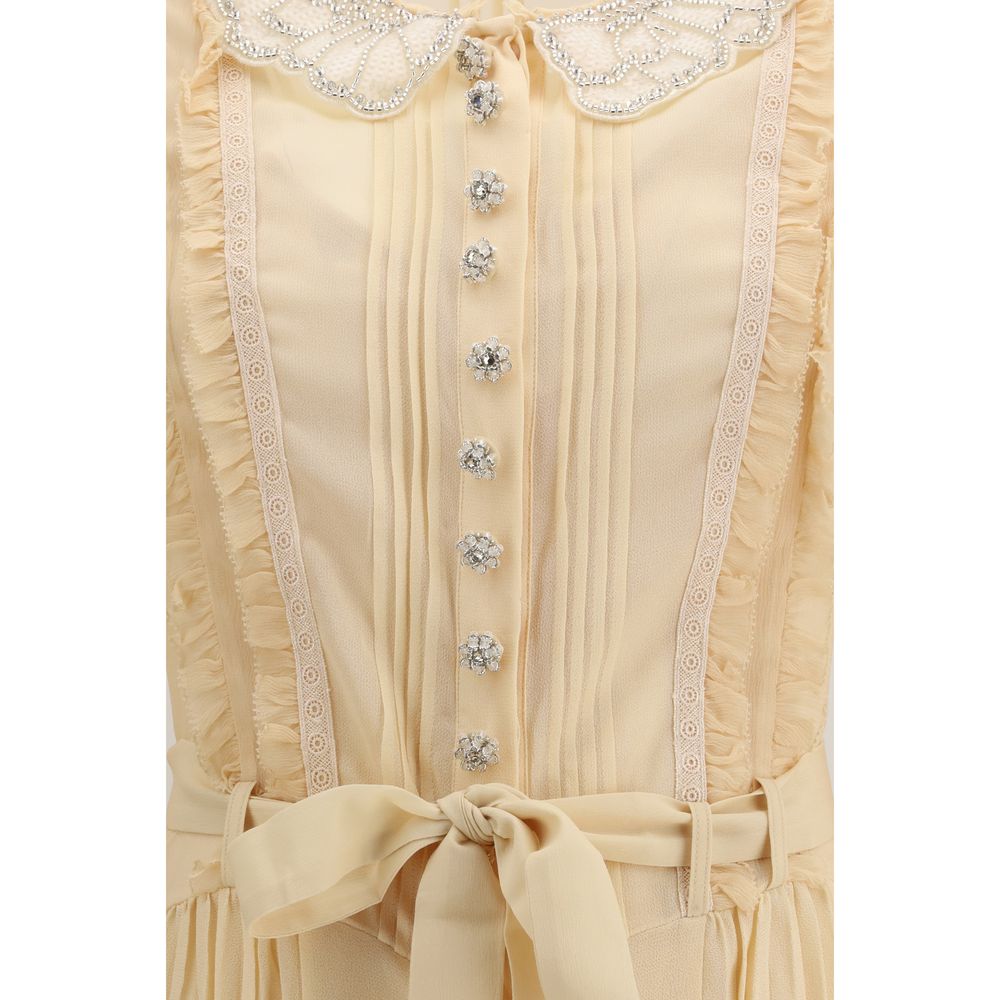 Self-Portrait Cream Viscose Casual Dress