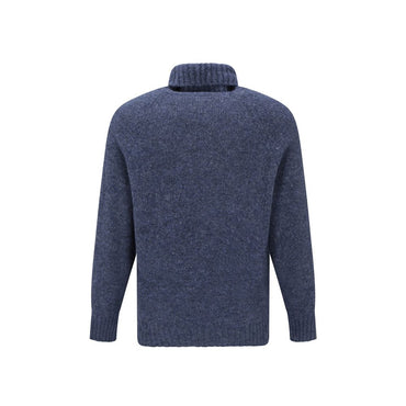 Brunello Cucinelli Blue Alpaca Leather Turtleneck