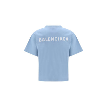 Balenciaga Light Blue Cotton T-Shirt