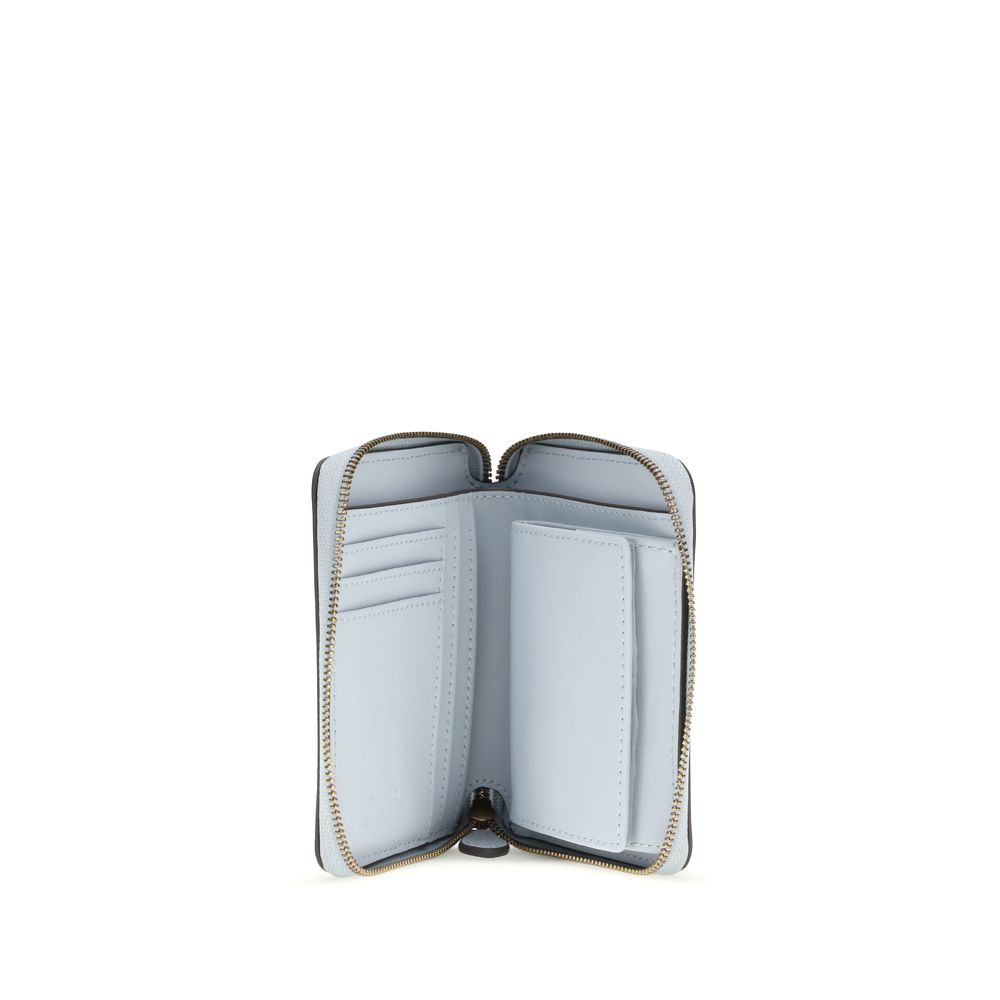 PINKO Light Blue Calf Leather Bos Taurus Wallet