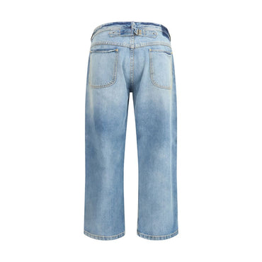 Margiela Light Blue Cotton Cropped Jeans