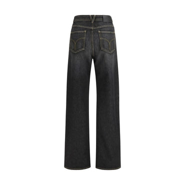 Versace Black Cotton Straight-Leg Jeans