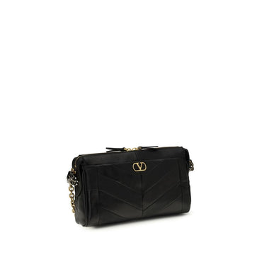 Valentino Garavani Black Calf Leather Bos Taurus Shoulder Bag