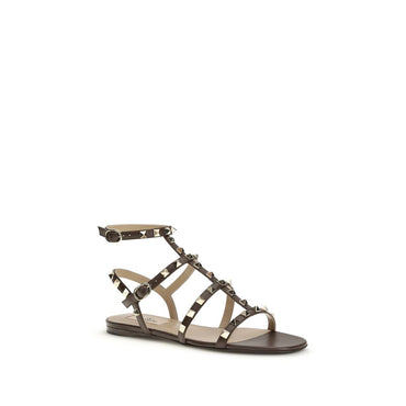 Valentino Garavani Brown Calf Leather Bos Taurus Strap-On Sandals