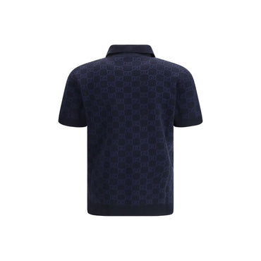Gucci Blue Silk Polo Shirt