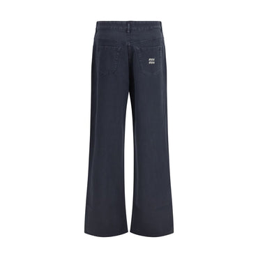 Miu Miu Blue Cotton Flared Jeans