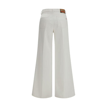 Diesel White Cotton Flared Jeans