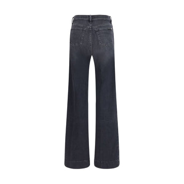 7FOR Black Cotton Flared Jeans