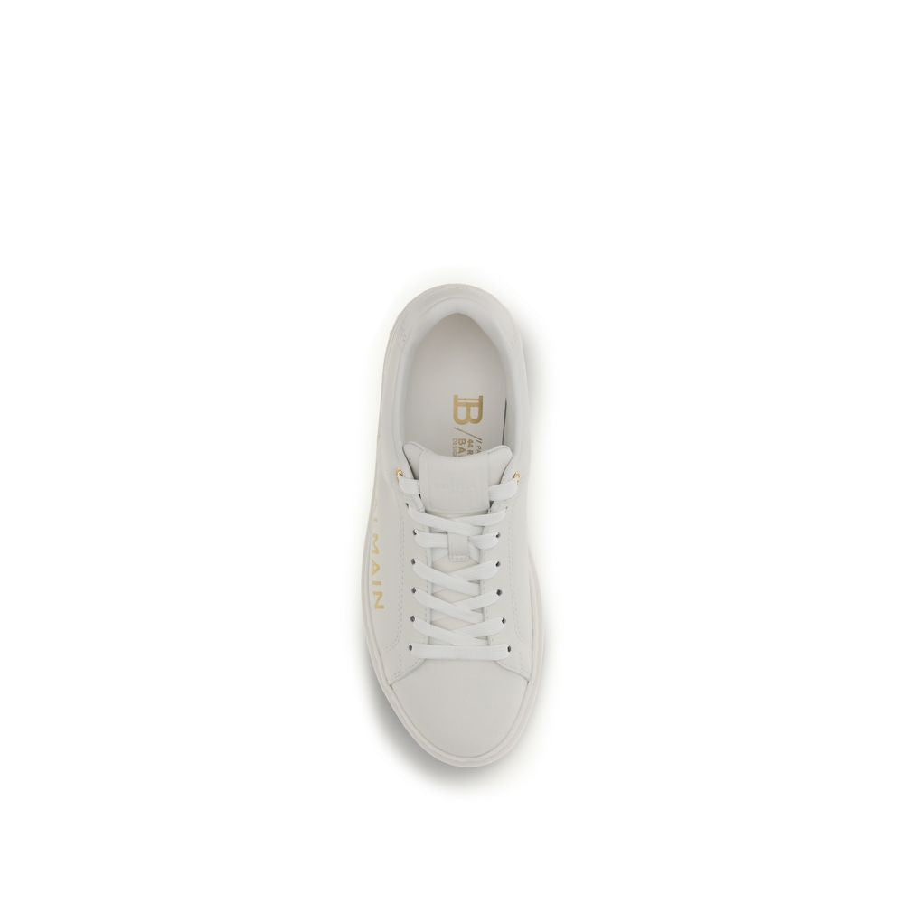 Balmain White Calf Leather Bos Taurus Low Top Sneakers