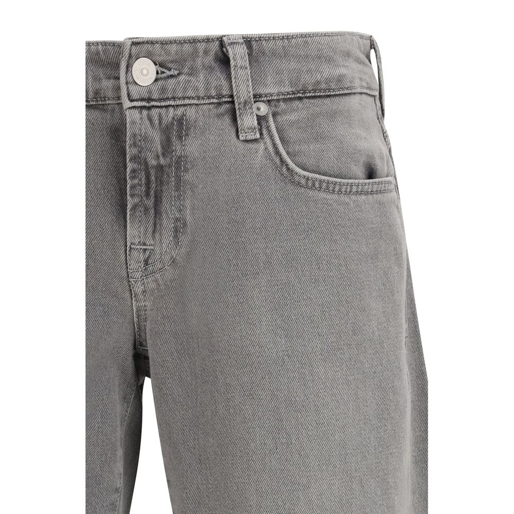 7FOR Gray Cotton Straight-Leg Jeans