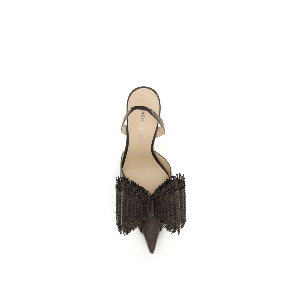 MACH & MACH Brown Raffia Pumps