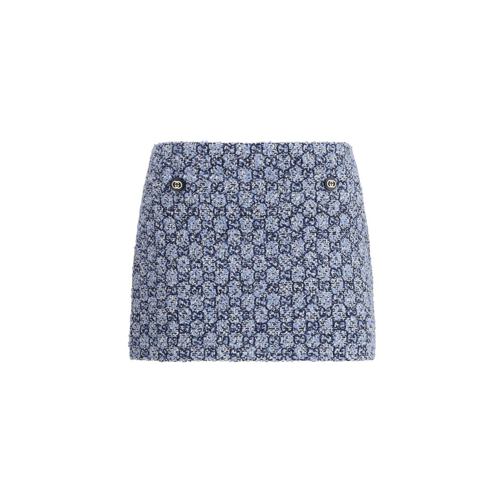 Gucci Blue Cotton Mini Skirt
