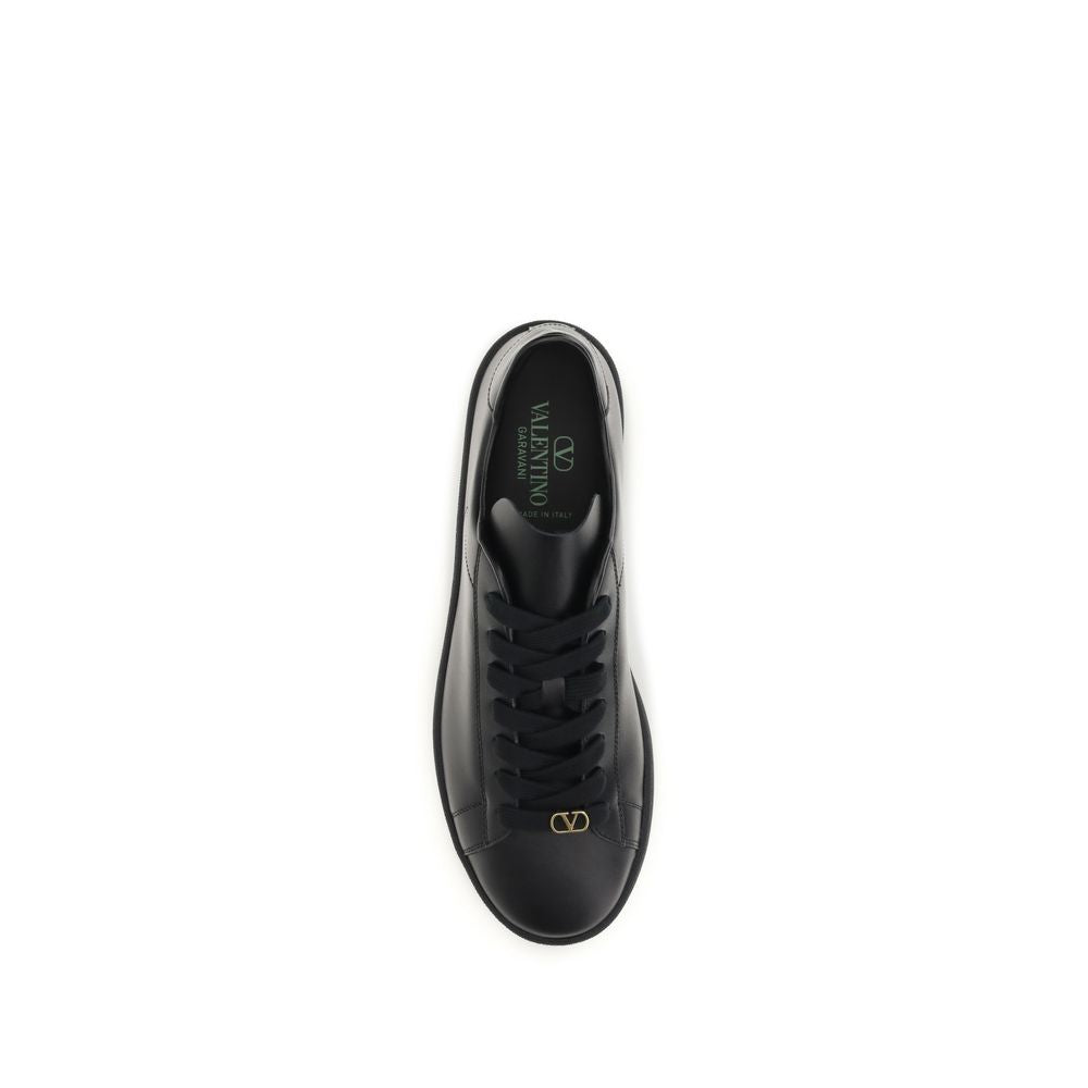 Valentino Garavani Black Calf Leather Bos Taurus Sneakers