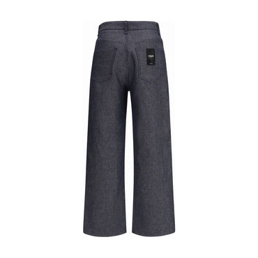 Fendi Blue Linen Relaxed Fit Jeans