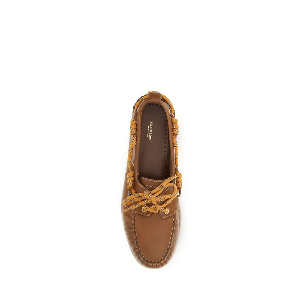 Golden Goose Brown Calf Leather Bos Taurus Slip-On Loafers