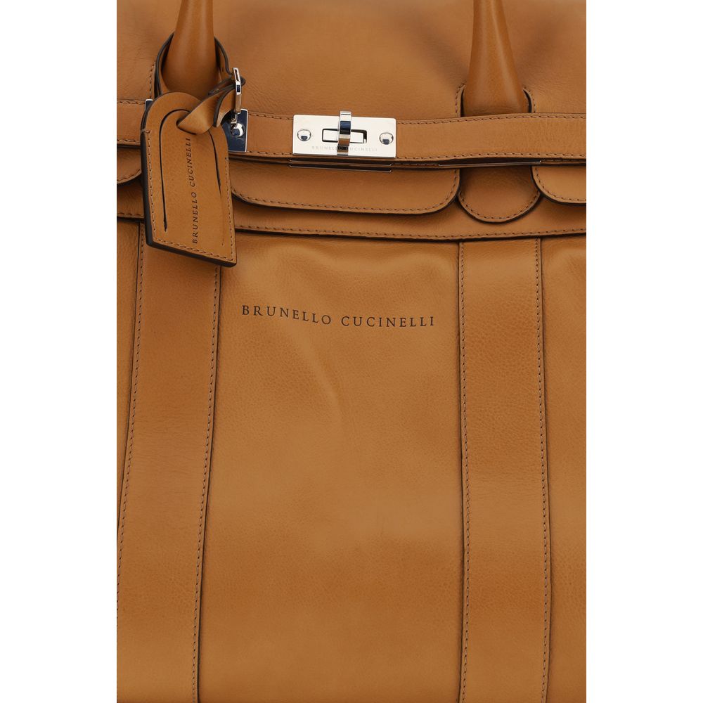 Brunello Cucinelli Brown Calf Leather Bos Taurus Luggage And Travel