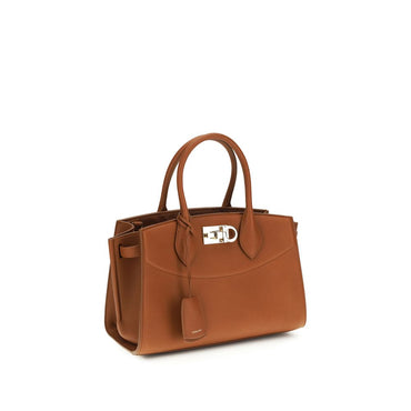 Ferragamo Brown Calf Leather Bos Taurus Shoulder Bag