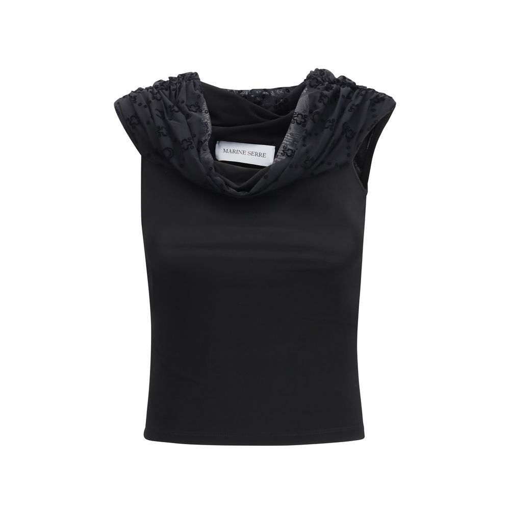Marine Serre Black Viscose Sleeveles T-Shirt