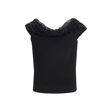 Marine Serre Black Viscose Sleeveles T-Shirt