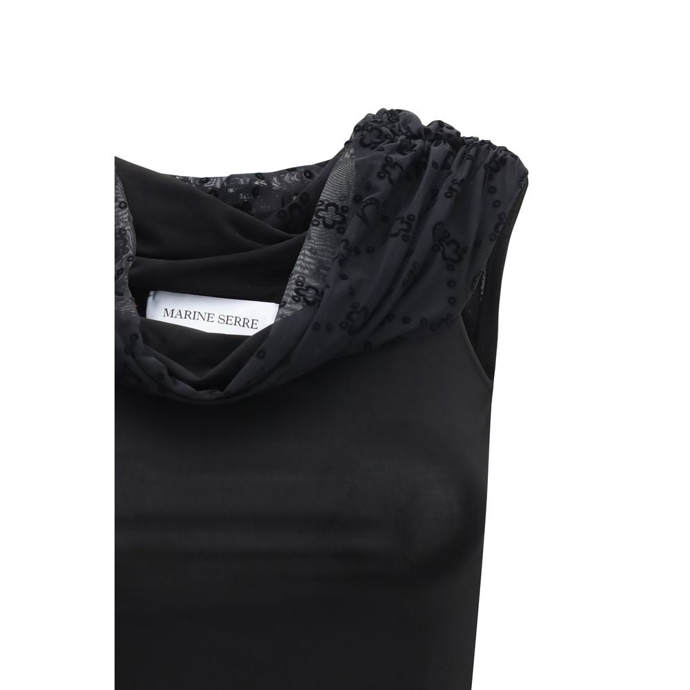 Marine Serre Black Viscose Sleeveles T-Shirt