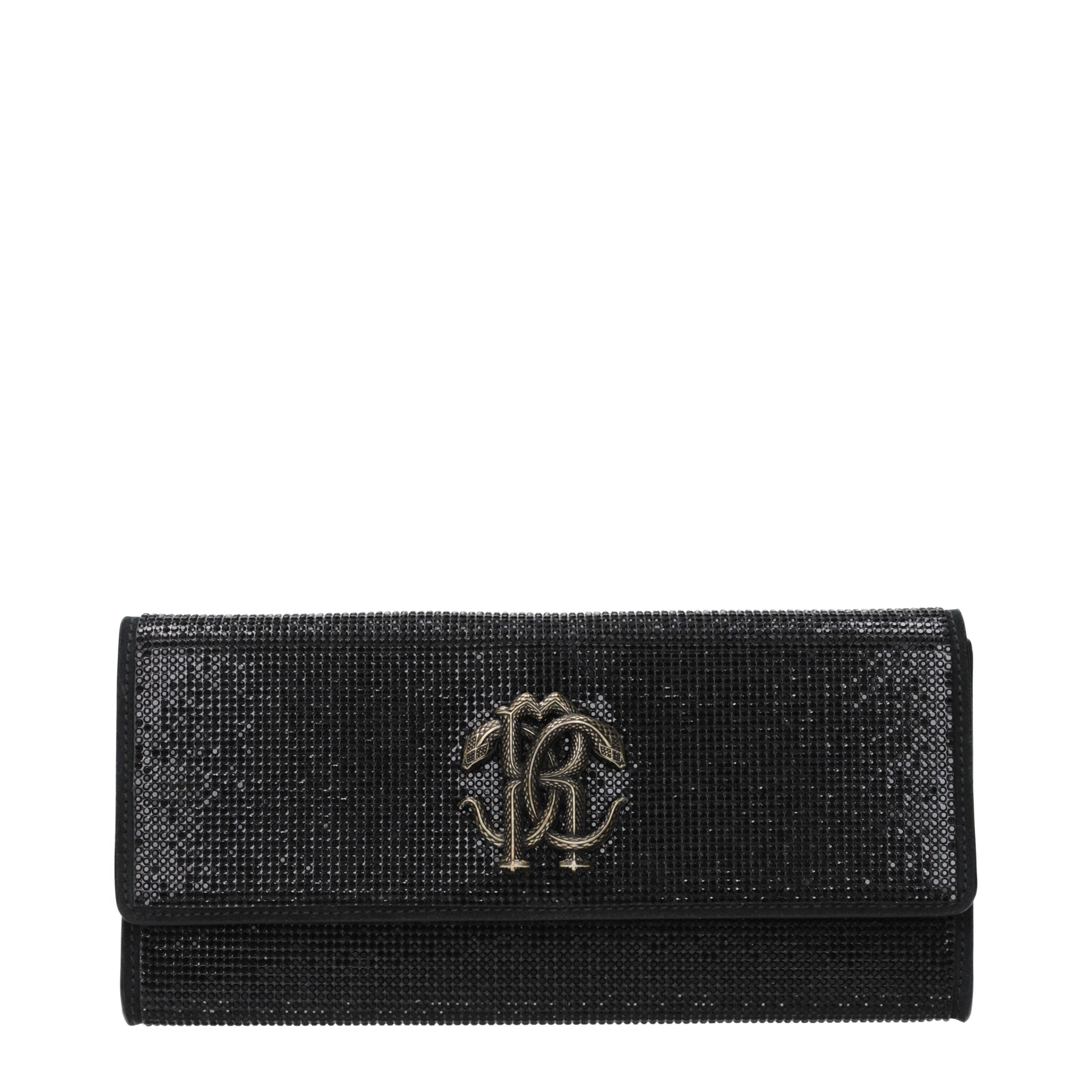 Roberto Cavalli Black Leather Clutch Bag