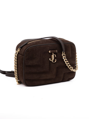 Jimmy Choo Brown Suede Avenue Camera Crossbody Bag