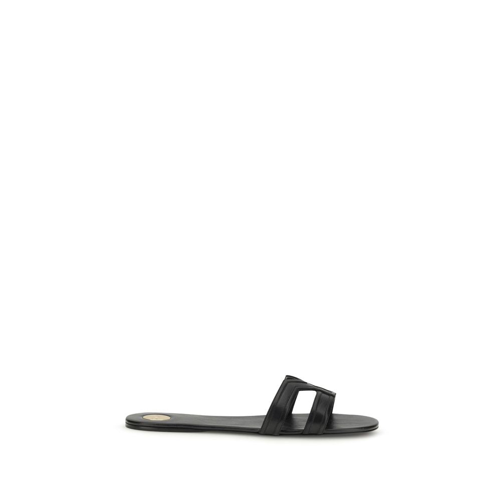 Saint Laurent Black Calf Leather Bos Taurus Sandals