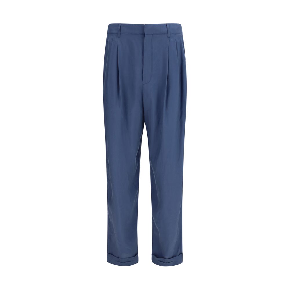 Saint Laurent Blue Silk Dress Pants