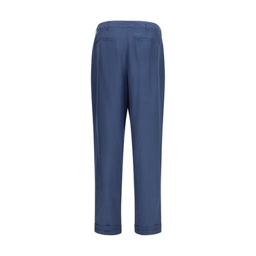 Saint Laurent Blue Silk Dress Pants