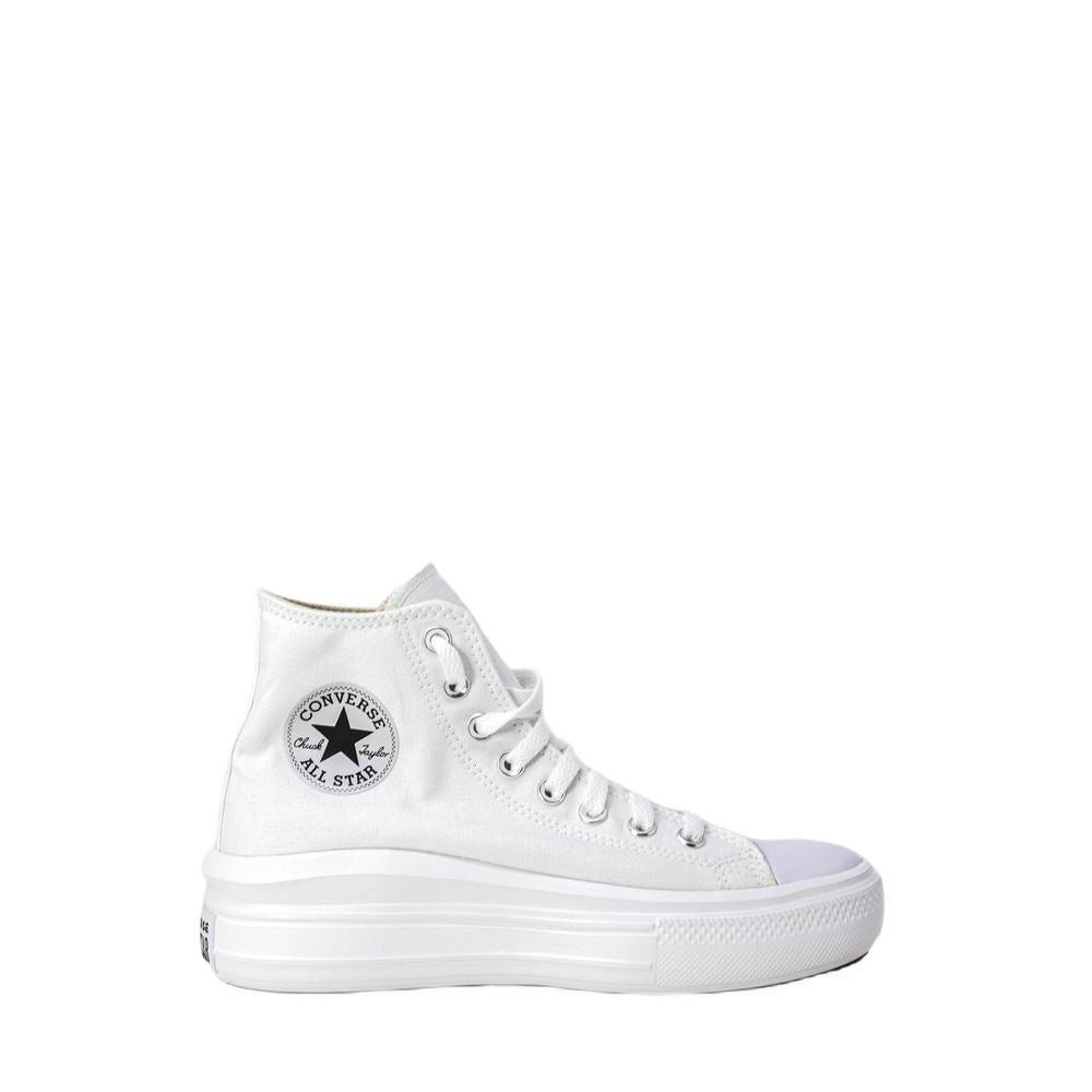 Converse White Cotton High Top Sneakers