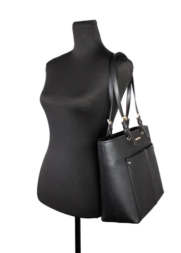 Michael Kors Womens Jet Set Travel Medium Double Pocket Tote Black/SIlver 35F3GTVT8B-001