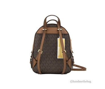 Michael Kors Jaycee Mini XS Brown Signature PVC Zip Pocket Shoulder Backpack Bag