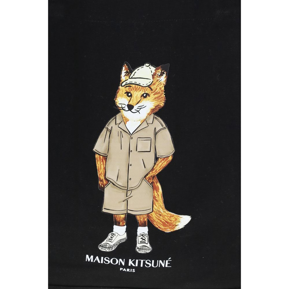 Maison Kitsuné Black Cotton Handbag