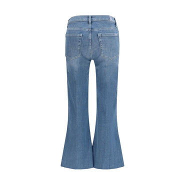 7FOR Blue Cotton Flared Jeans