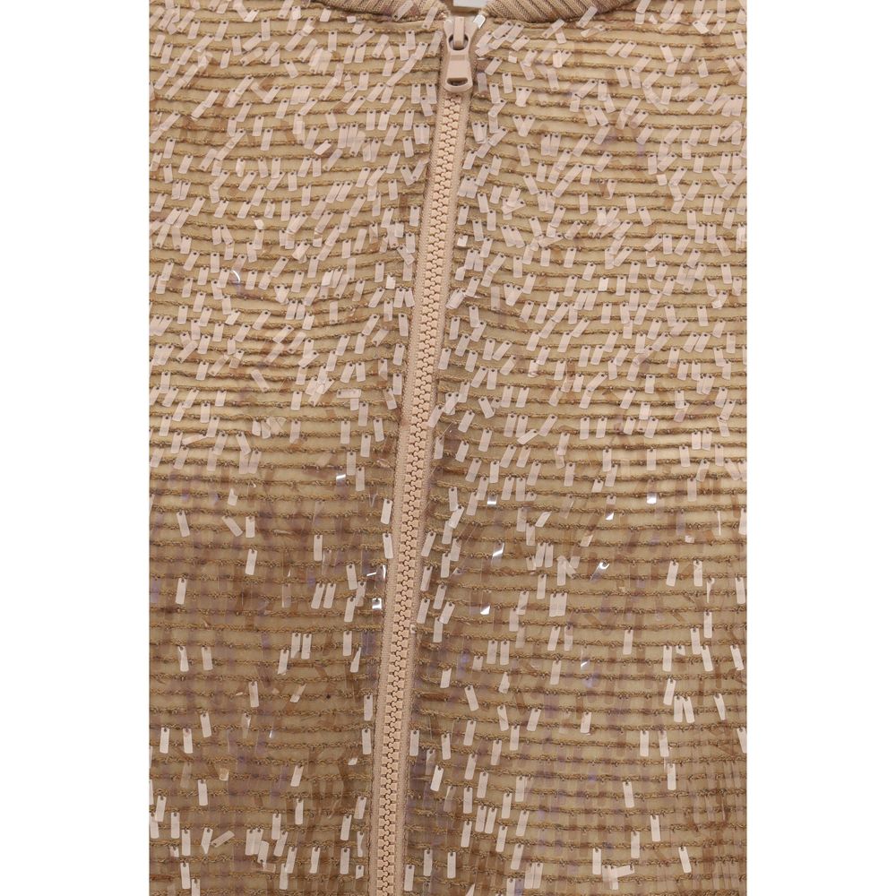 Brunello Cucinelli Brown Silk Bomber